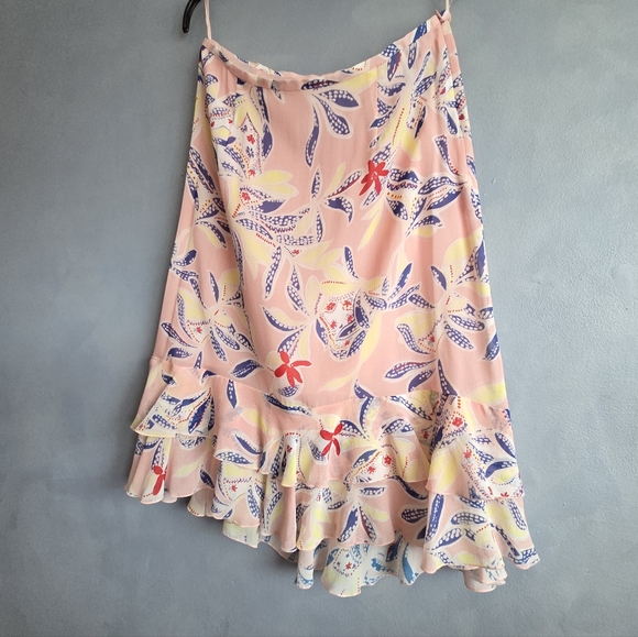 SEE BY CHLOÈ SILK RED, YELLOW, FRILL SKIRT, SIZE US 10, NEW - Picture 3 of 14